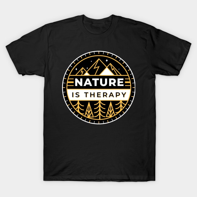 Nature Is Therapy Forest Mountain Logo T-Shirt by melaniepetersonart